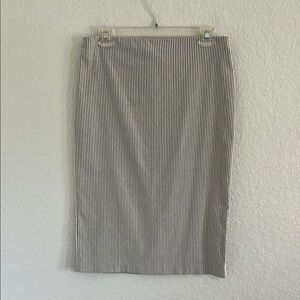 Classic Black & White Pinstripe Pencil Skirt
